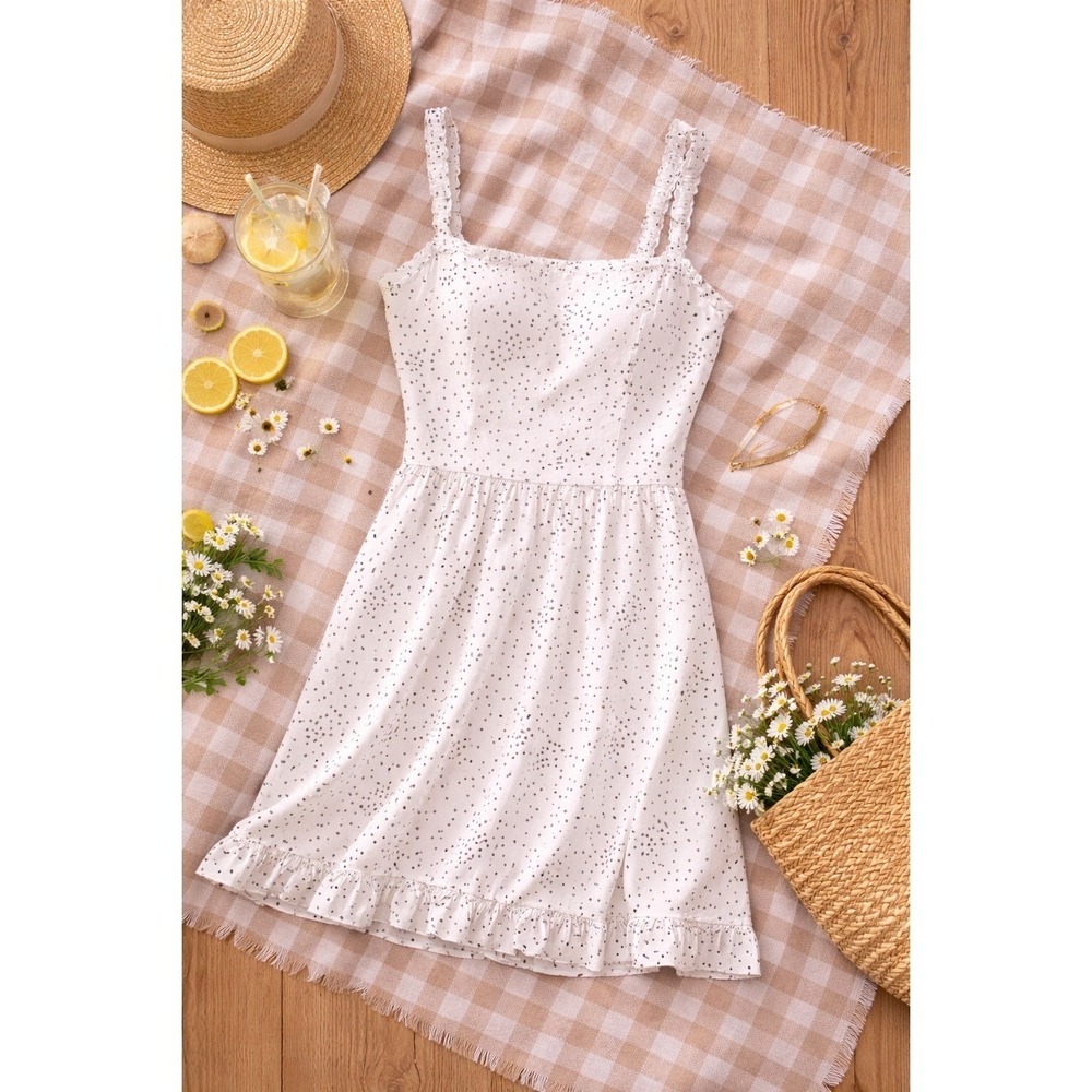 Romantic Polka Dot Smocked Mini Dress Cottagecore Summer Urban Outfitters NWT - Picture 2 of 12